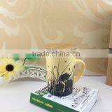 Yellow Color Glaze Ceramic Mug With Wood Lid thumbnail-1