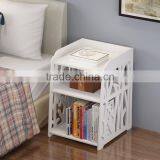 Small Plastic-Wood White Bed End Table Nightstand Bathroom Cabinet Kids Furniture Table Bookcase thumbnail-2