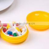Pinky Color PP Round Portable Travelling 4 Compartment Pill Case thumbnail-1