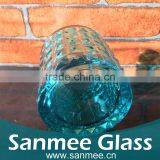 Wholesale Blue Diamiond Pattern Wine Glass Shape Candle Holders thumbnail-3