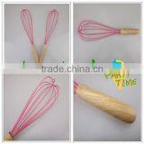 Pink Mini Silicone Whisk With Wooden Handle thumbnail-1