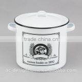 ENAMEL IRON CANISTER W/LID & EARS thumbnail-1