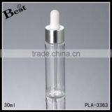 Hot Products Clear 30ml Pet Bottle With Silver Aluminum Dropper Cosmetic Packaging Plastic Pet Bottle for Essential Oil Perfume thumbnail-3