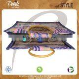 PP Laminated Jute Three Bottle Wine Bag With Wooden Cane Handle thumbnail-4