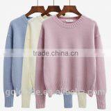 2016 New Korean Style Spring Winter Autumn Round Neck Long Sleeve Plain Women Sweater thumbnail-1