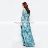 Maternity Printed Maxi Long Sleeve Maternity Dress for Muslim With Wrap Front thumbnail-2