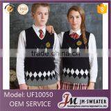 Flatting Knitting Custom School Uniform Pure Cutton Sweater Vest Senior School Uniform