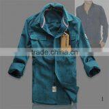 2015 High Quality 100% Cotton Custom Design Contrast Color Men Slim Fit Long Sleeve Lace Shirt thumbnail-1