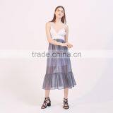Hot Style Splice Sexy Women Deep V-neck Slip and Ruffled Hem Dress thumbnail-4