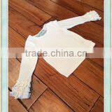 Toddler Girls White Long Sleeve Ruffle Shirt Raglan Shirt With Ruffle Sleeve Toddler Long Sleeve Plain Shirts thumbnail-1