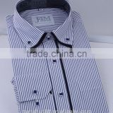 100% cotton striped button down double collar long sleeve dress shirts for men