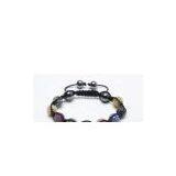 Shamballa Bracelet, Magnetic Hematite Rounds, Multicolor Crystal Pave Alloy Beads thumbnail-1