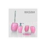 5 Piece Break Resistance Decorative Hotel Pink Color Polyresin Bathroom Sets thumbnail-1