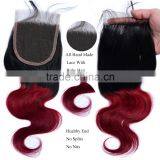 7A Grade Ombre Wave Bundles With 4"X4" Lace Closure Virgin Indian Body Hair thumbnail-2