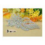 Silver Base Clear Stone Custom Rhinestone Beaded Applique For Dresses