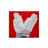 13G white seamless knitted nylon glove with white PU coated on the palm and finger