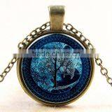 XP-TGN-LT-157 Factory Price Mandala Dome Cabochon Diy Image Charm Tree Of Life Time Gemstone Necklace With Popular Accessories