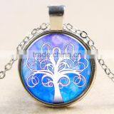 XP-TGN-LT-143 Fashion Jewelry Life Tree Charm Cabochon Family Glass Silver Gem Antique Time Necklace For Promotional Gift thumbnail-2