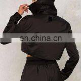 Wholesale Woman Coats and Jackets, Women High Neck Black Track Jacket thumbnail-4