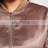 Women Custom Satin Plain Bomber Jacket Wholesale thumbnail-4