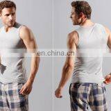 T-MV501 Slim Fitted V Neck Cotton Plain White Mens Tank Top thumbnail-2