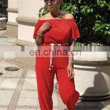 LAITE J2032 Autumn Women Solid Color Jumpsuit Ladies Off-shoulder Playsuit Jumpsuit for Women With Belt thumbnail-6