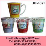 2016 Popular V Shape Good Quality Promotion Ceramic Milk Cup Printing Coffee Design for Daily Use