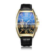 SEWOR 577 Men Classic Design Automatic Mechanical Watches Leather Strap Sun Moon Phase Casual Wristwatch