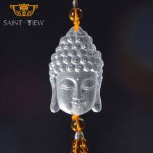 Handmade Crystal Religious Kwan Yin Buddha Head Car Hanging Pendant thumbnail-1