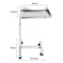 Adjustable Height Stainless Steel Medical Trolley Surgical Tray Stand Mayo Table With Wheel thumbnail-2