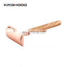Manual Metal Head Men's Safety Shaving Razor In Wooden Handle thumbnail-3