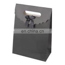 China Supplier Custom LOGO small printed kraft paper gift bag with ribbon  Christmas Wedding Gift Packaging box