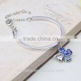 Hot Fashion Silver Lucky Four Clover Chain Bracelets With Natural Crystal Bangle thumbnail-3