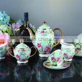 Gold Supplier Fine Bone China Material Coffe and Tea Sets thumbnail-4