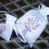 Hand embroidery flower pattern drawstring pouch bag