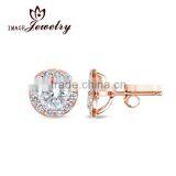 925 Silver Earrings Rose Gold Round Diamond Halo Stud Earrings Ladies Earrings Designs Pictures thumbnail-1