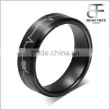 Black Tungsten Carbide Engagement Wedding Bands Engraved Forever Love Heartbeat Promise Rings