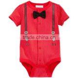 New Design Baby Boys Special Funny Print Short Sleeve Bow Tie Romper thumbnail-1