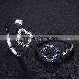Synthetic Blue Gemstone Setting Latest Gold Plated Finger Ring Designs Open Ring for Women thumbnail-5