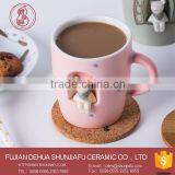 Handmade Cartoon Bear Pink Color 350 ml Ceramic Coffee Mugs thumbnail-4