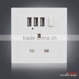 3 USB Port and Safety Switch Holesale UK Electric Wall Socket thumbnail-1