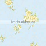 blue back yellow flower floral modern pvc wallpaper wallcovering S181505