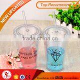 2016 New Fashion Luxury 500ml Double Wall Insulated Beach Plastic Cup With Straw thumbnail-1