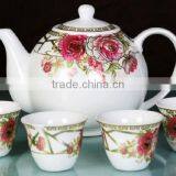 2017 New Item Flower Design Ceramic Tea Pot Set With Cawa Cup thumbnail-1