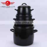 black 3pcs enamel camping pot set /enamel hot pot sets wholesale