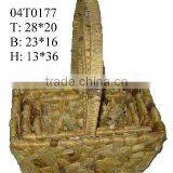 Natural Water Hyacinth Rectangular Storage Baskets With Handle thumbnail-1