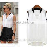 EXCLUSIVE Woman Blouses Sexy Sleeveless Chiffon Plus Size Ladies Blouses Casual Tops Clothing 2015 New Summer White Black thumbnail-2
