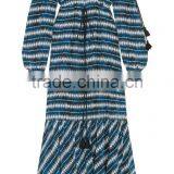 Elegant Blue Off-The-Shoulder Printed Silk Fabric Maxi Dress Frock Designs Names Of Ladies Drsses 2016 HSD5681 thumbnail-5