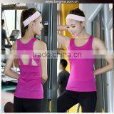 Wholesale Nylon Gym Wear Girls Compression Short Tops Black Women Running Top thumbnail-1