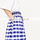 2017 OEM Spring Midi Flounce Plaid Skirt With High Elastic Waist thumbnail-4